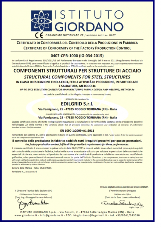 CERTIFICAZIONE CE 1090